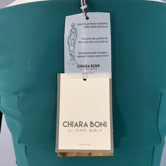 2 Kaliska Green Velvet Polyamide Blend Off Shoulder Fitted Midi Dress - Picture 5 of 11